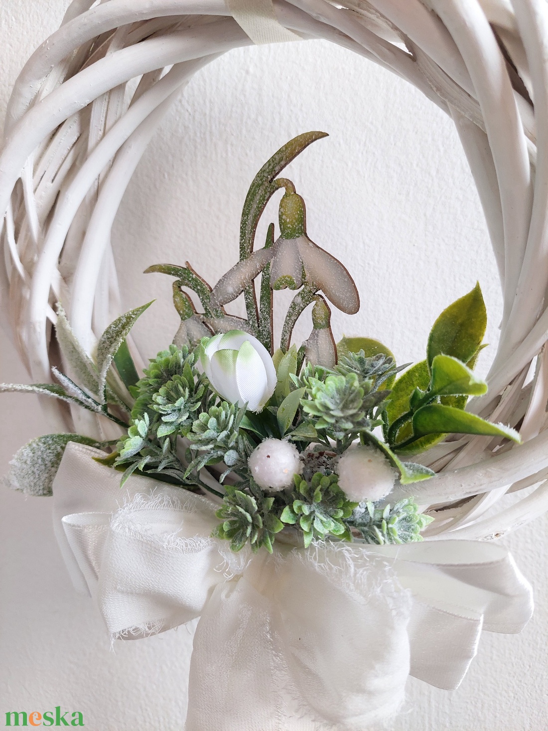 Hóvirágos, tavaszváró ajtókopogtató - otthon & életmód - dekoráció - ajtó- és ablak dekoráció - ajtódísz & kopogtató - Meska.hu