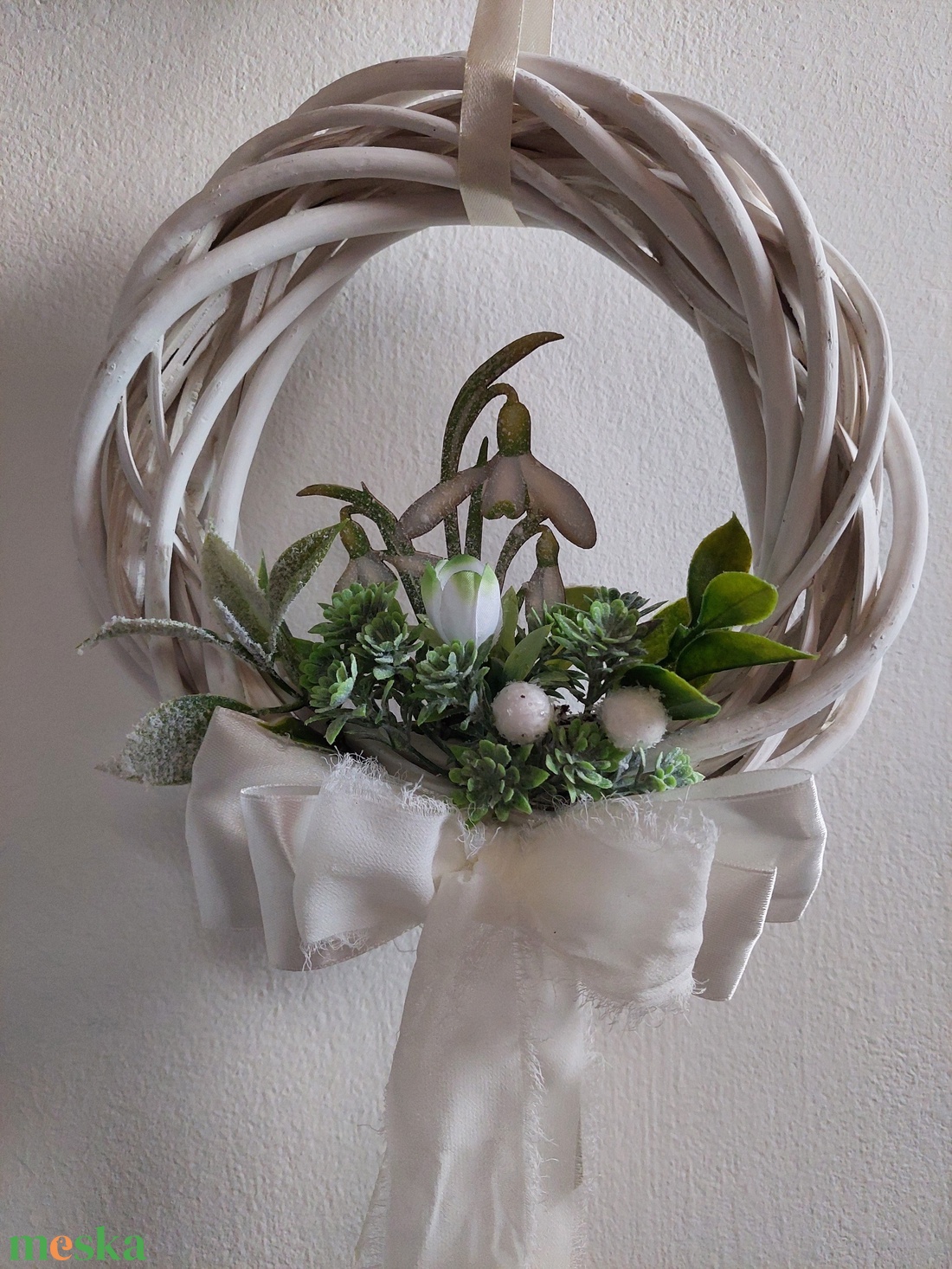 Hóvirágos, tavaszváró ajtókopogtató - otthon & életmód - dekoráció - ajtó- és ablak dekoráció - ajtódísz & kopogtató - Meska.hu