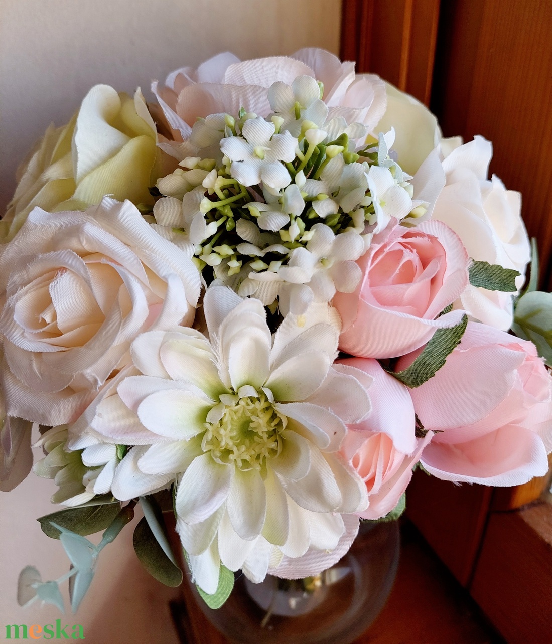 Csodaszép pasztell barack menyasszonyi csokor, ajándékkal! - esküvő - menyasszonyi- és dobócsokor - Meska.hu