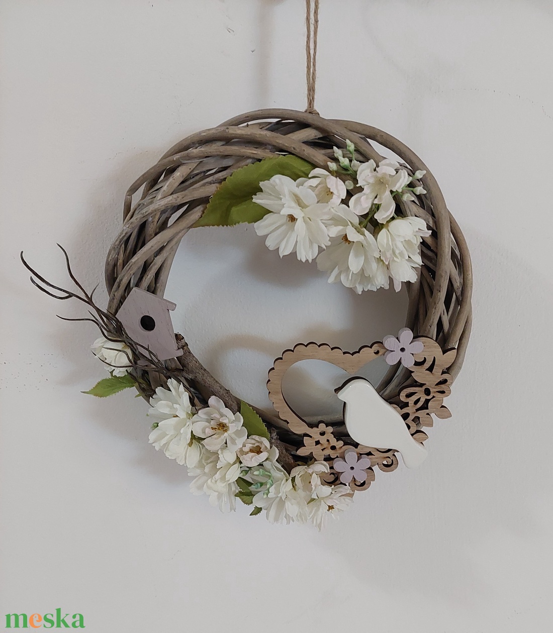 Virágos, madárkás ajtókopogtató -ajándékba is  - otthon & életmód - dekoráció - ajtó- és ablak dekoráció - ajtódísz & kopogtató - Meska.hu