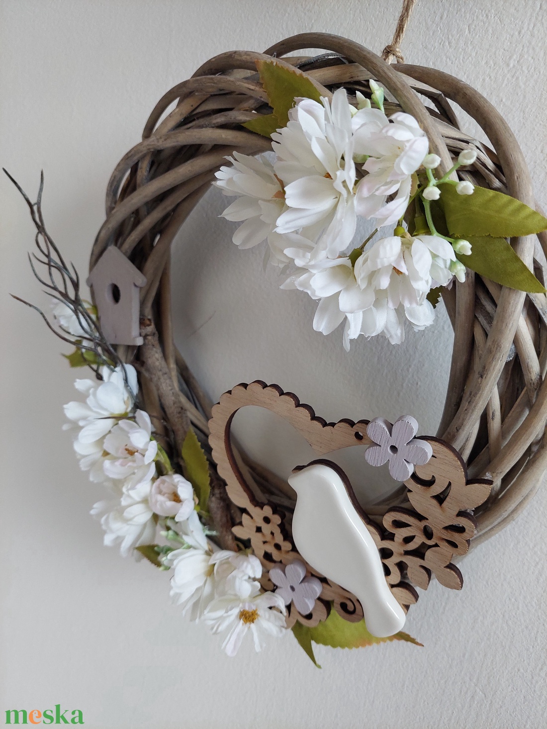 Virágos, madárkás ajtókopogtató -ajándékba is  - otthon & életmód - dekoráció - ajtó- és ablak dekoráció - ajtódísz & kopogtató - Meska.hu