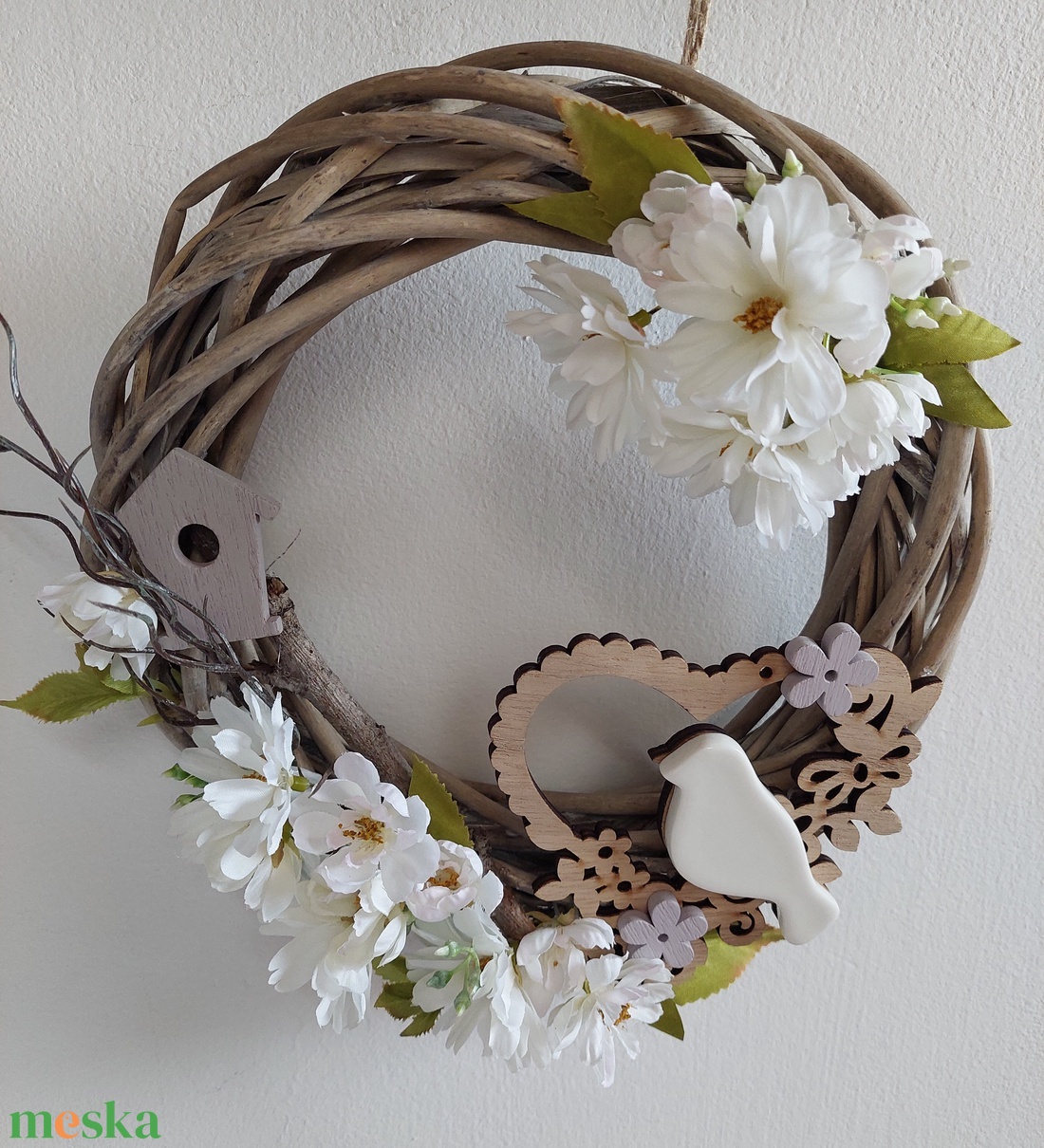 Virágos, madárkás ajtókopogtató -ajándékba is  - otthon & életmód - dekoráció - ajtó- és ablak dekoráció - ajtódísz & kopogtató - Meska.hu