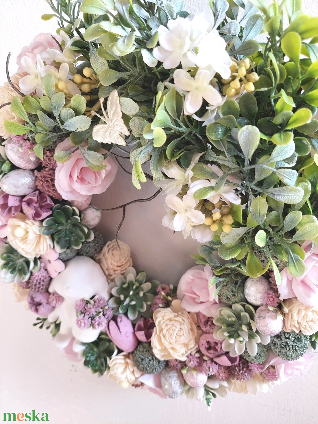 Húsvéti, tavaszváró ajtókopogtató, nyuszival - ünnepi díszek, dekorációk - húsvéti díszek és dekorációk - húsvéti ajtódísz, kopogtató - Meska.hu