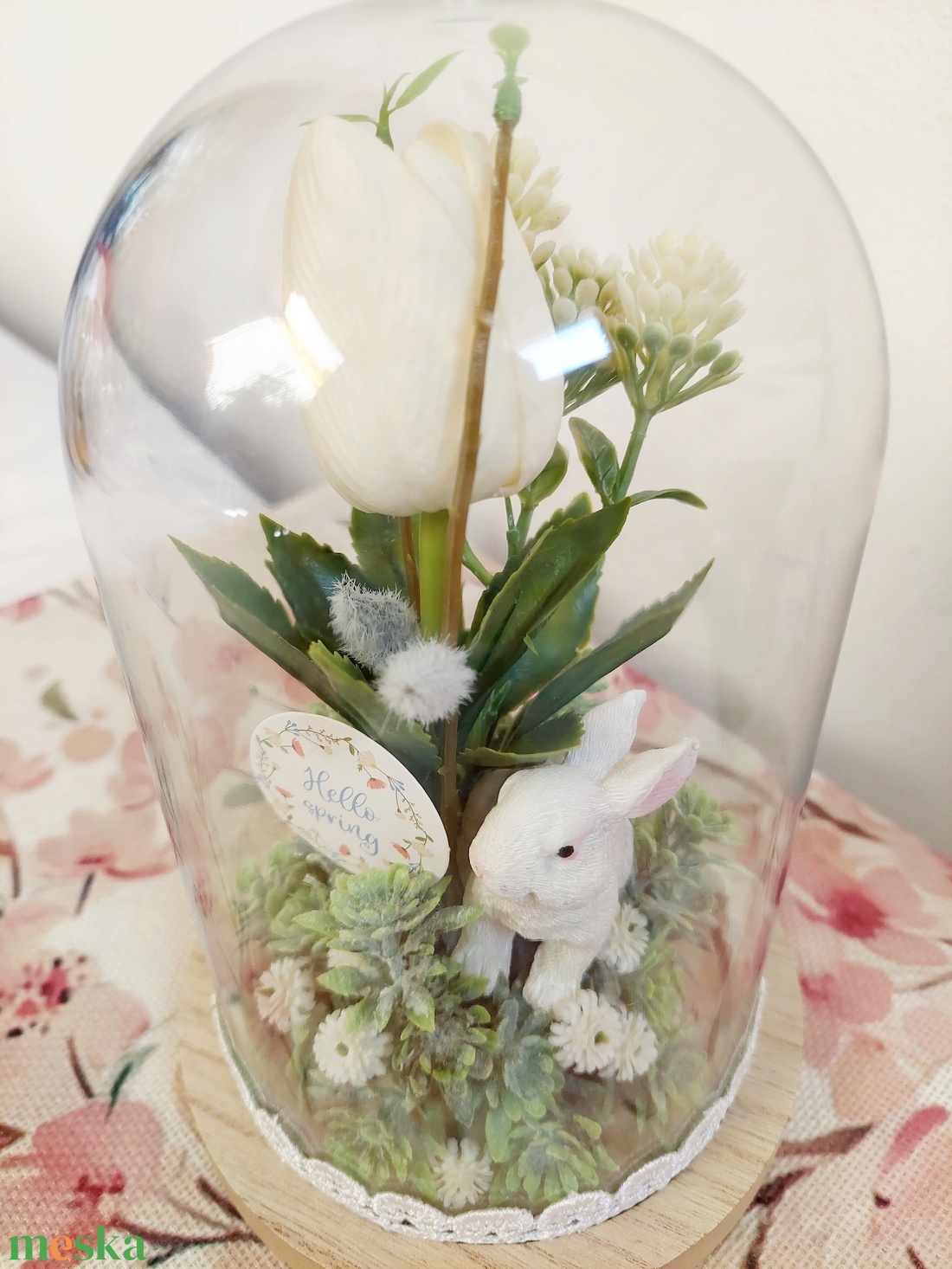 Búrás húsvéti, tavaszi asztaldísz, akár ajándékba  - otthon & életmód - virágdekoráció - virágdíszek - virágdísz kaspóban - Meska.hu
