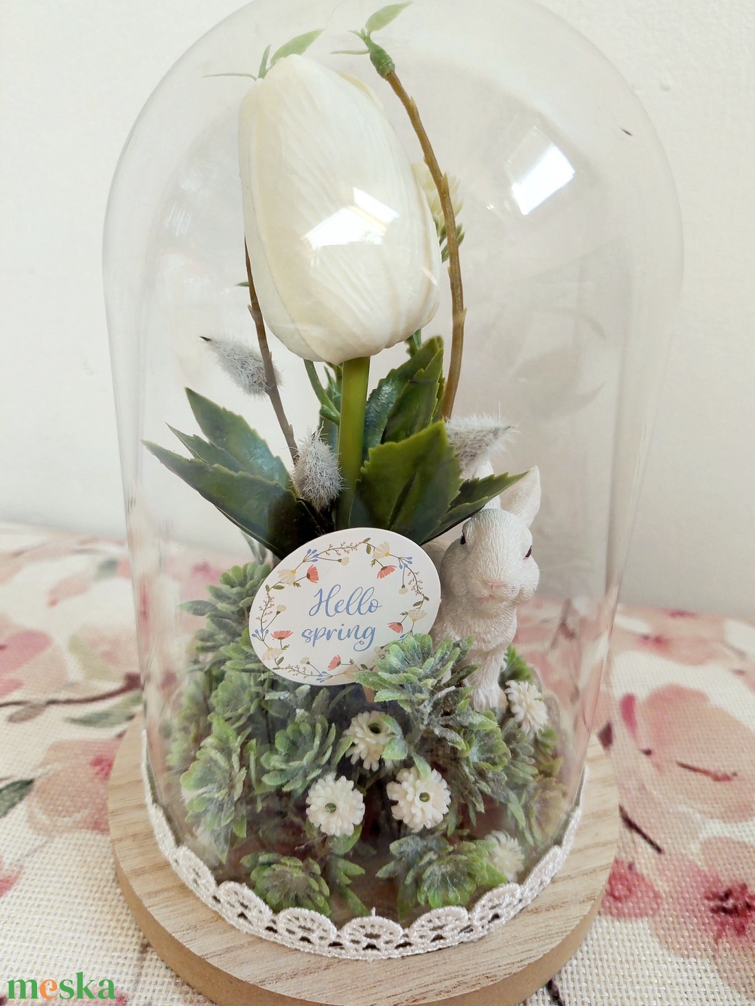 Búrás húsvéti, tavaszi asztaldísz, akár ajándékba  - otthon & életmód - virágdekoráció - virágdíszek - virágdísz kaspóban - Meska.hu