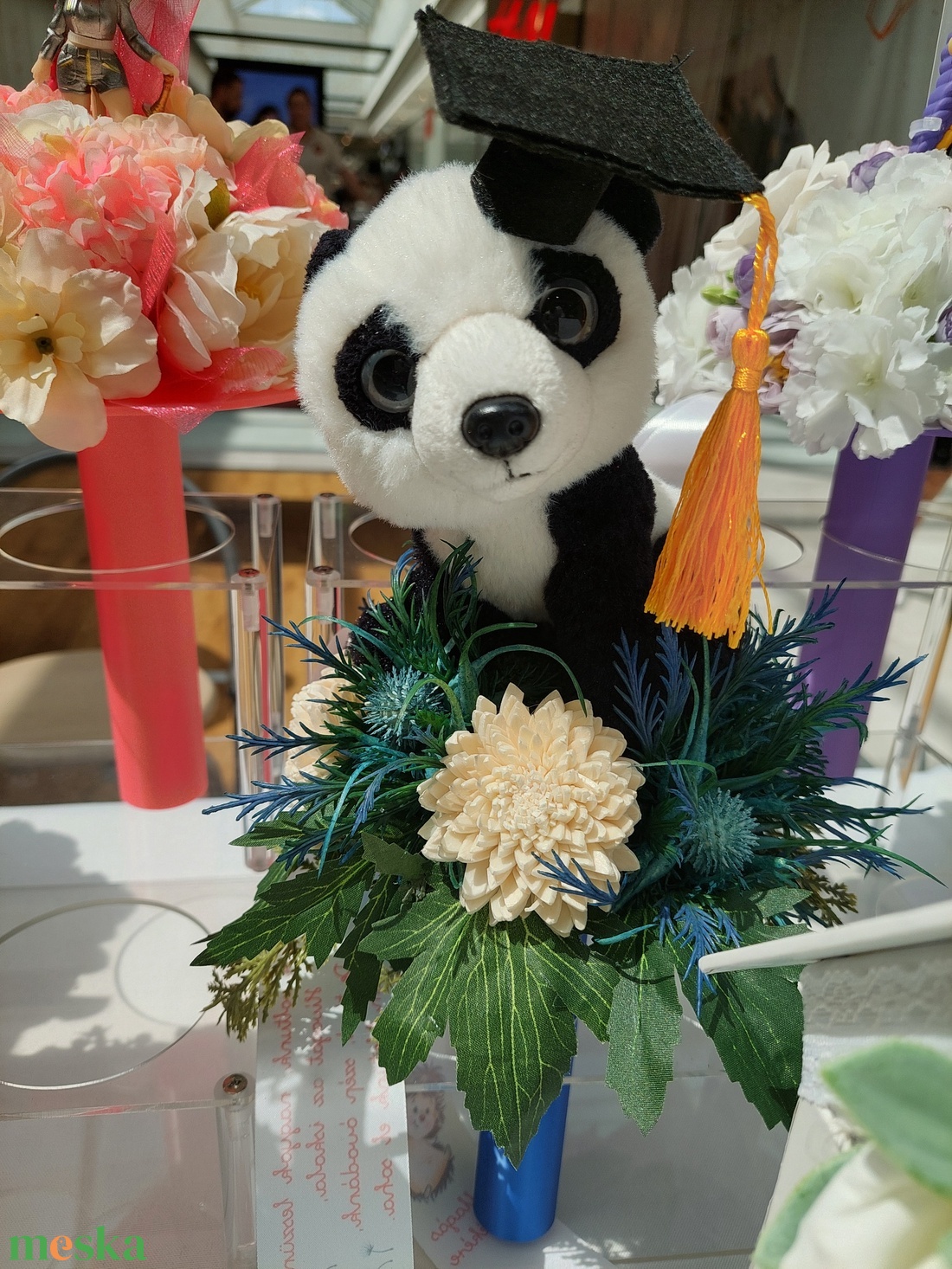 Fiús csokor ovis ballagásra, pandamacival   - otthon & életmód - virágdekoráció - virágok - virágcsokor - Meska.hu