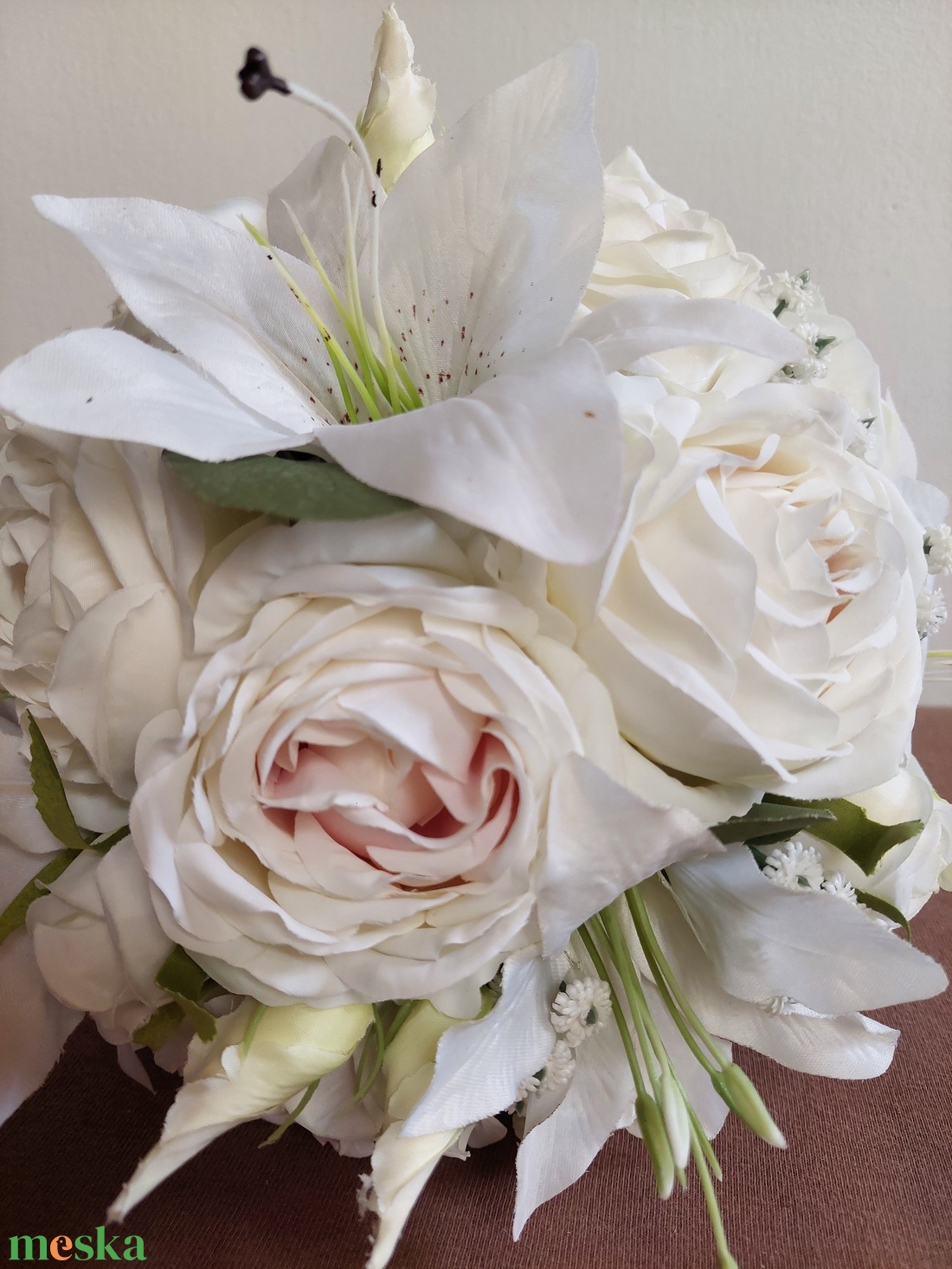 Csodaszép fehér menyasszonyi csokor, ajándékkal! - esküvő - menyasszonyi- és dobócsokor - Meska.hu