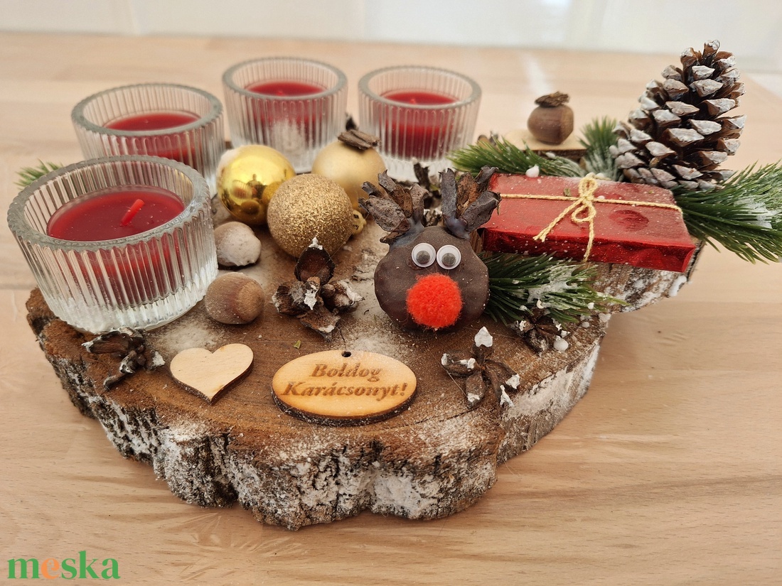 Adventi farönk koszorú, pirított mandula illatú mécsesekkel - karácsony - adventi díszek - adventi koszorú - Meska.hu Adventi farönk koszorú, pirított mandula illatú mécsesekkel - karácsony - adventi díszek - adventi koszorú - Meska.hu