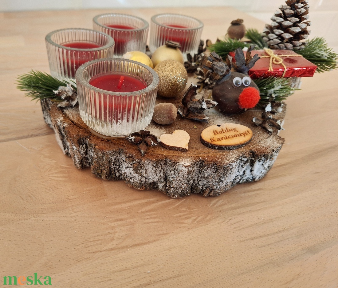 Adventi farönk koszorú, pirított mandula illatú mécsesekkel - karácsony - adventi díszek - adventi koszorú - Meska.hu Adventi farönk koszorú, pirított mandula illatú mécsesekkel - karácsony - adventi díszek - adventi koszorú - Meska.hu