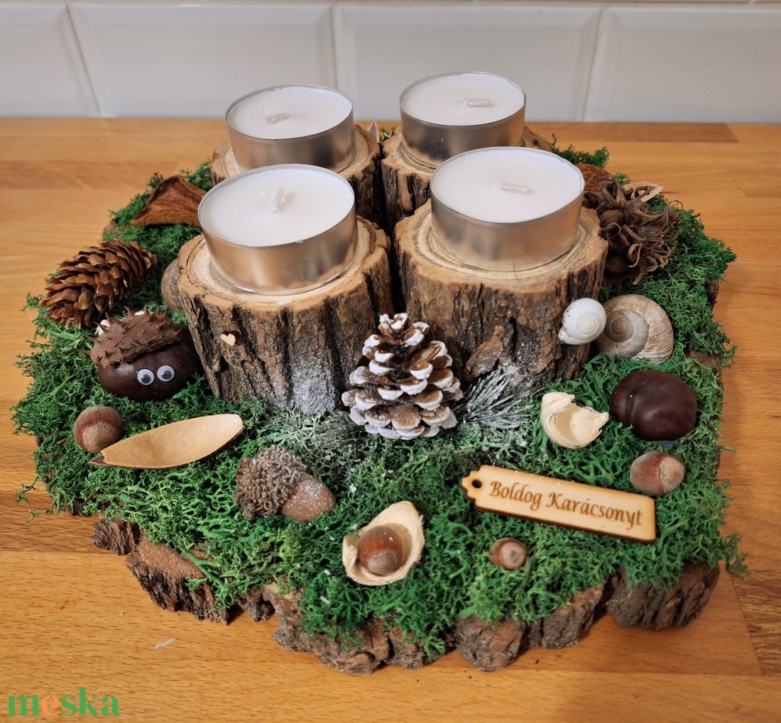 Erdei,  természetes adventi koszorú  - karácsony - adventi díszek - adventi koszorú - Meska.hu