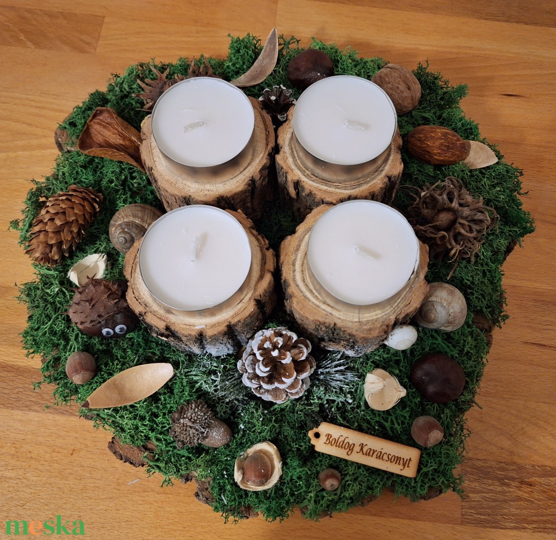 Erdei,  természetes adventi koszorú  - karácsony - adventi díszek - adventi koszorú - Meska.hu
