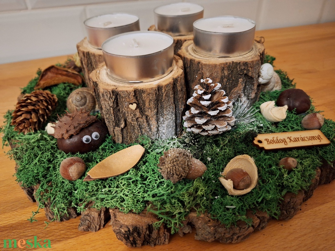 Erdei,  természetes adventi koszorú  - karácsony - adventi díszek - adventi koszorú - Meska.hu