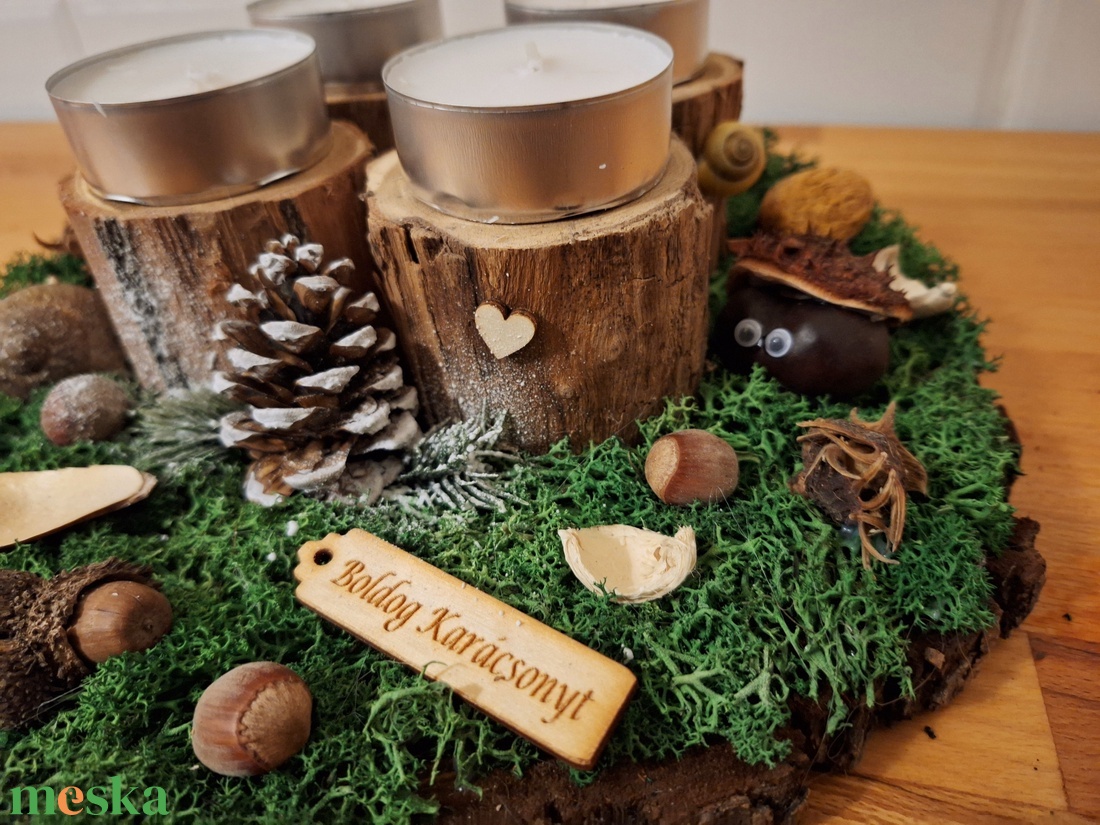 Erdei, természetes adventi koszorú  - karácsony - adventi díszek - adventi koszorú - Meska.hu