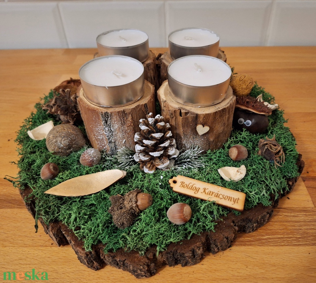 Erdei, természetes adventi koszorú  - karácsony - adventi díszek - adventi koszorú - Meska.hu