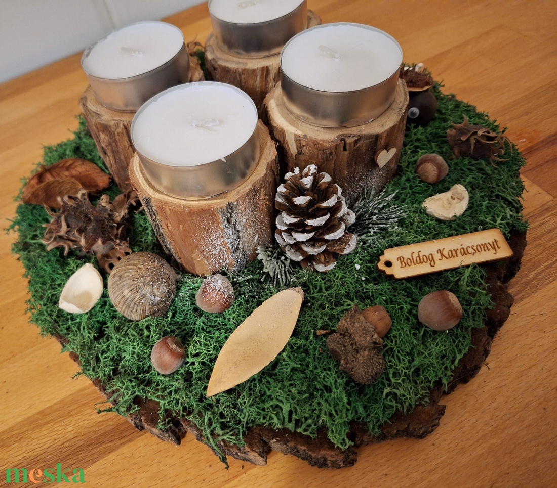 Erdei, természetes adventi koszorú  - karácsony - adventi díszek - adventi koszorú - Meska.hu