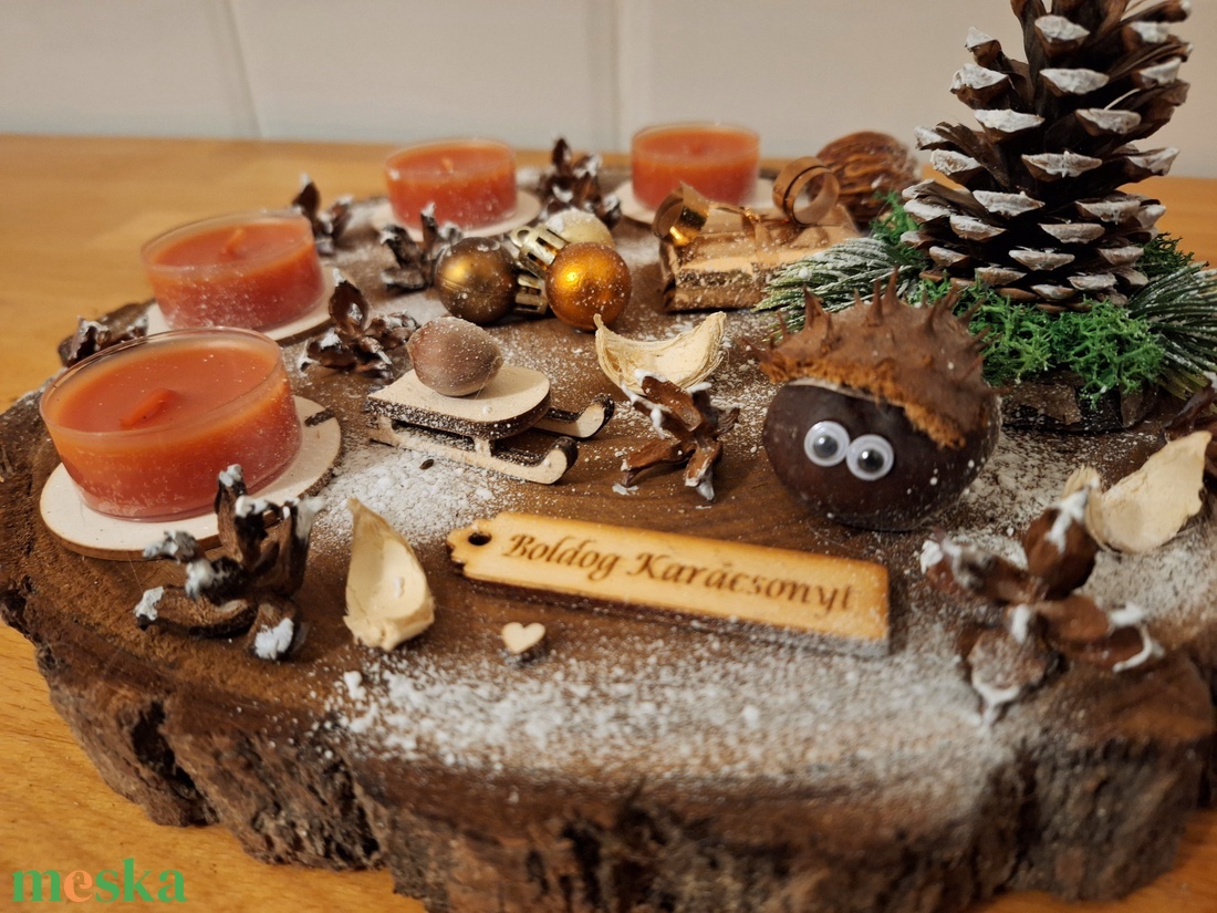 Adventi koszorú,  természetes adventi koszorú  - karácsony - adventi díszek - adventi koszorú - Meska.hu