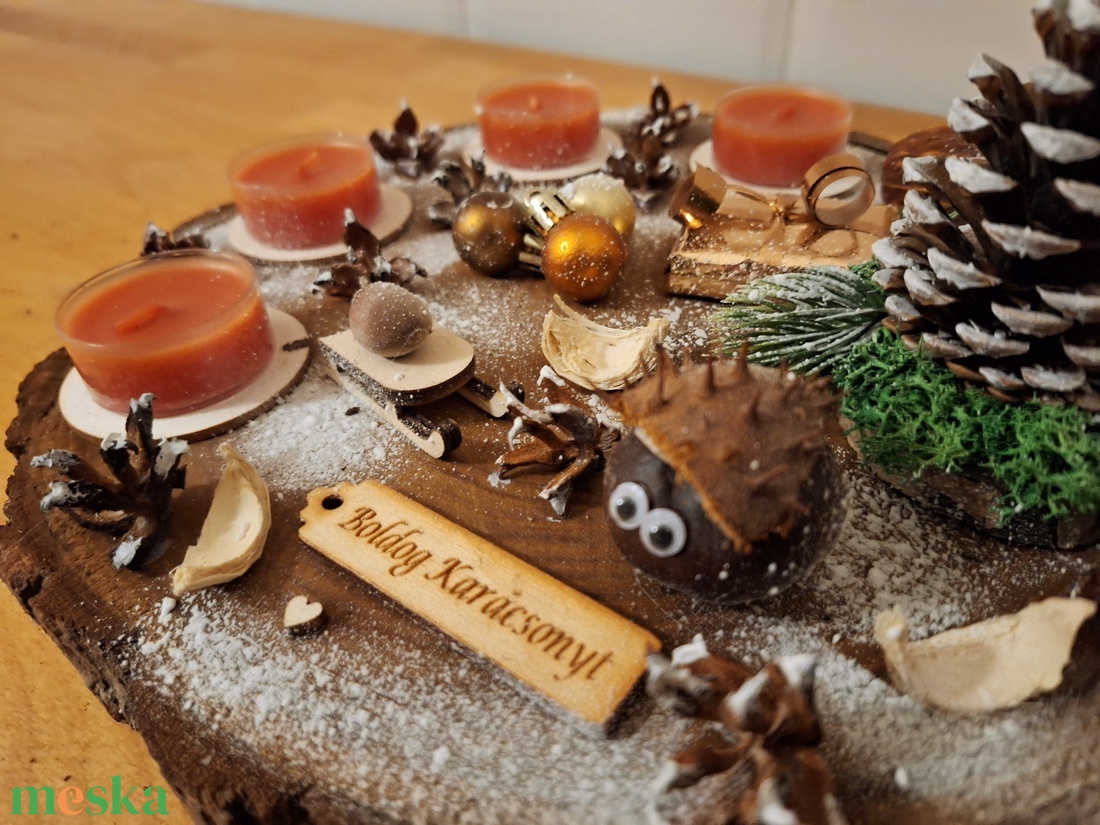 Adventi koszorú,  természetes adventi koszorú  - karácsony - adventi díszek - adventi koszorú - Meska.hu