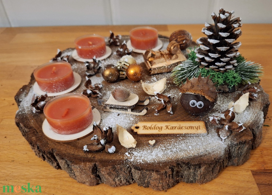 Adventi koszorú,  természetes adventi koszorú  - karácsony - adventi díszek - adventi koszorú - Meska.hu