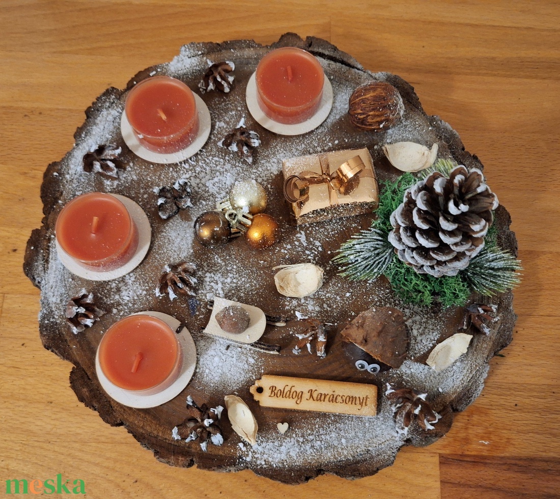 Adventi koszorú,  természetes adventi koszorú  - karácsony - adventi díszek - adventi koszorú - Meska.hu