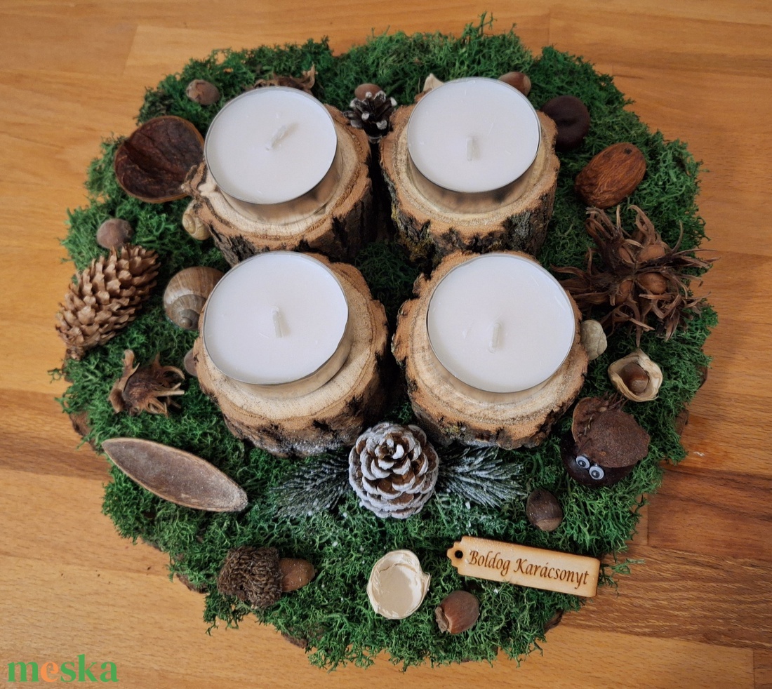Erdei,  természetes adventi koszorú  - karácsony - adventi díszek - adventi koszorú - Meska.hu