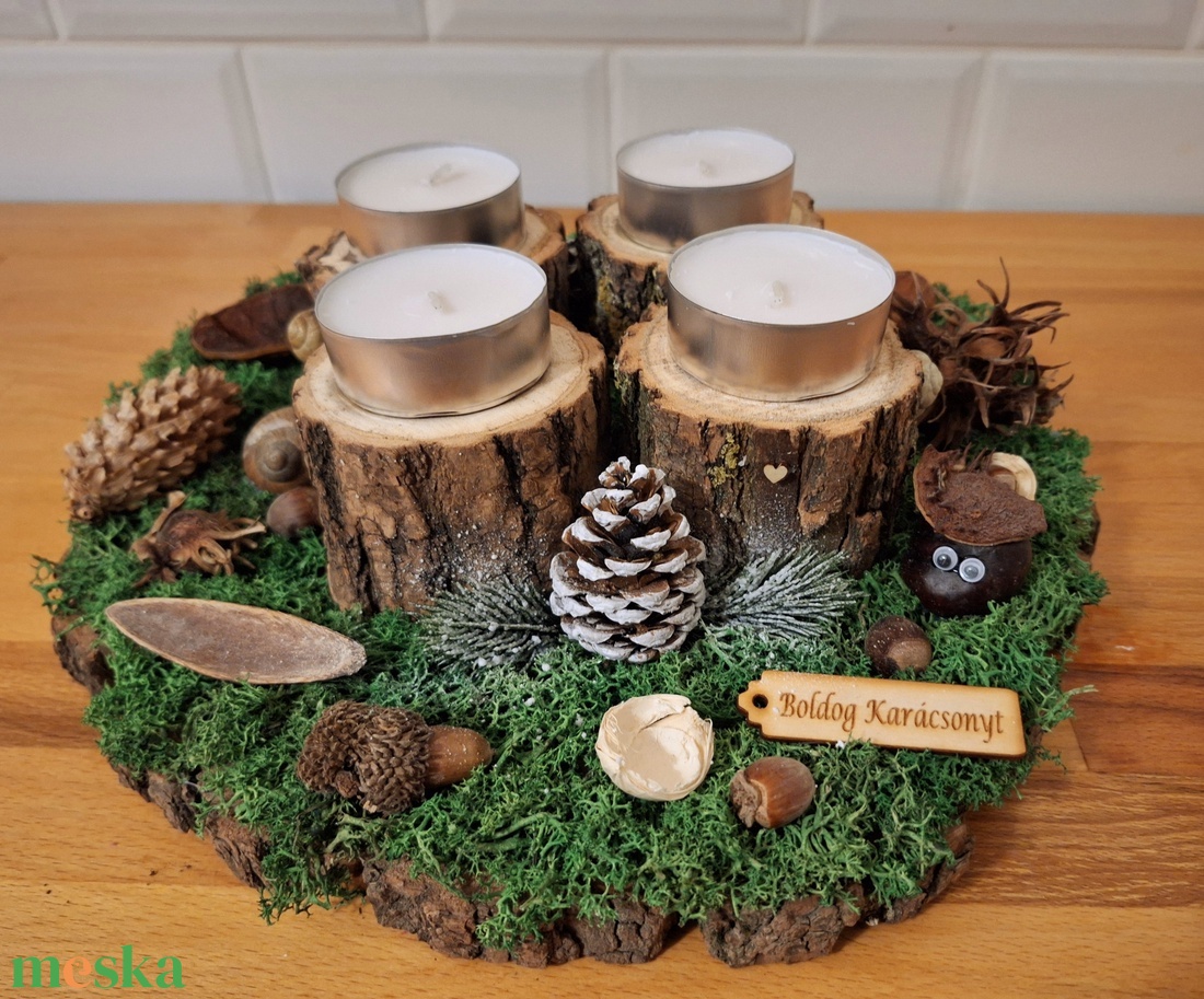 Erdei,  természetes adventi koszorú  - karácsony - adventi díszek - adventi koszorú - Meska.hu