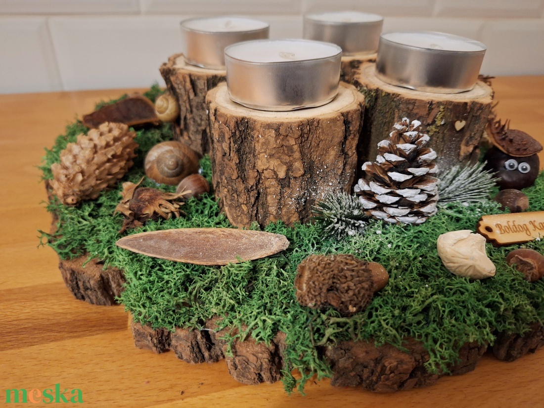 Erdei,  természetes adventi koszorú  - karácsony - adventi díszek - adventi koszorú - Meska.hu