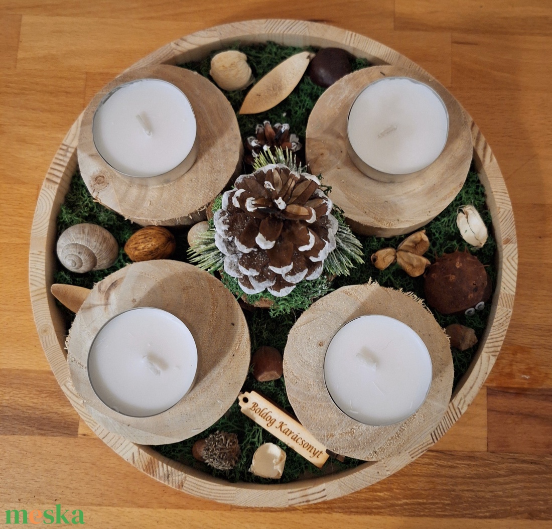 Erdei, természetes adventi koszorú  - karácsony - adventi díszek - adventi koszorú - Meska.hu
