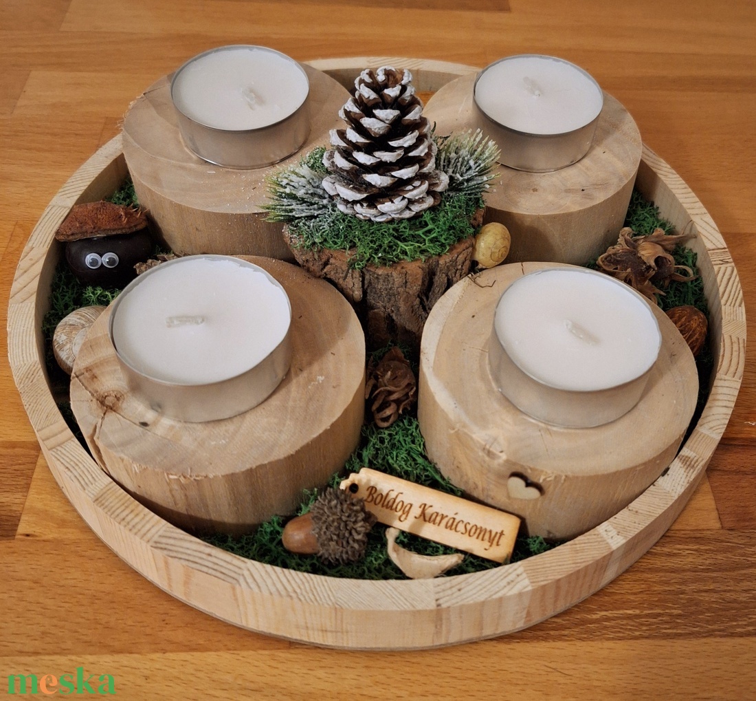 Erdei,  természetes adventi koszorú  - karácsony - adventi díszek - adventi koszorú - Meska.hu