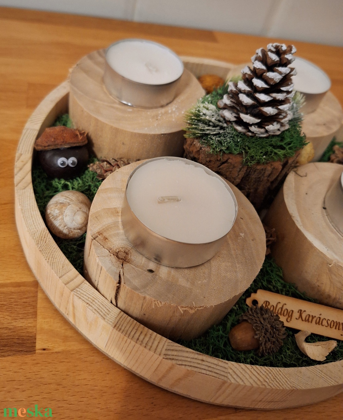 Erdei,  természetes adventi koszorú  - karácsony - adventi díszek - adventi koszorú - Meska.hu