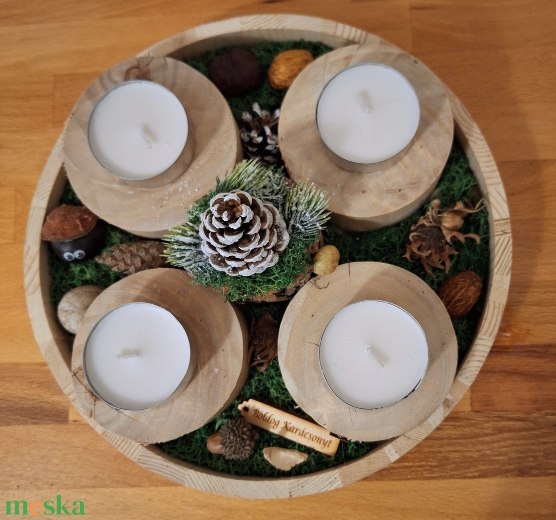Erdei,  természetes adventi koszorú  - karácsony - adventi díszek - adventi koszorú - Meska.hu