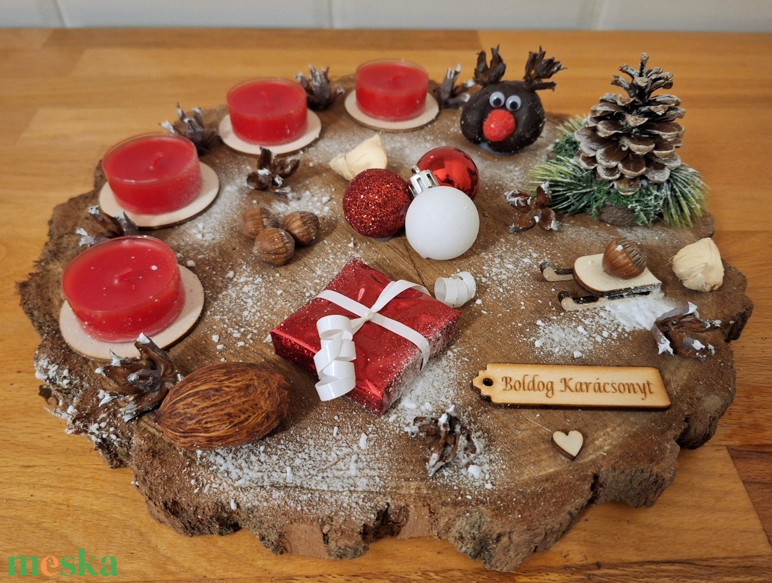 Adventi koszorú, természetes adventi koszorú  - karácsony - adventi díszek - adventi koszorú - Meska.hu