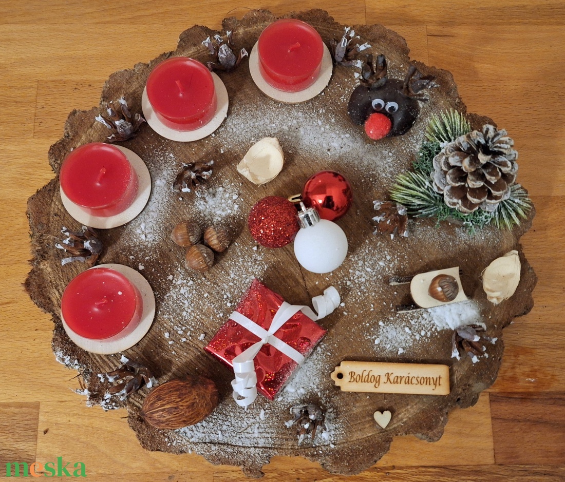 Adventi koszorú, természetes adventi koszorú  - karácsony - adventi díszek - adventi koszorú - Meska.hu