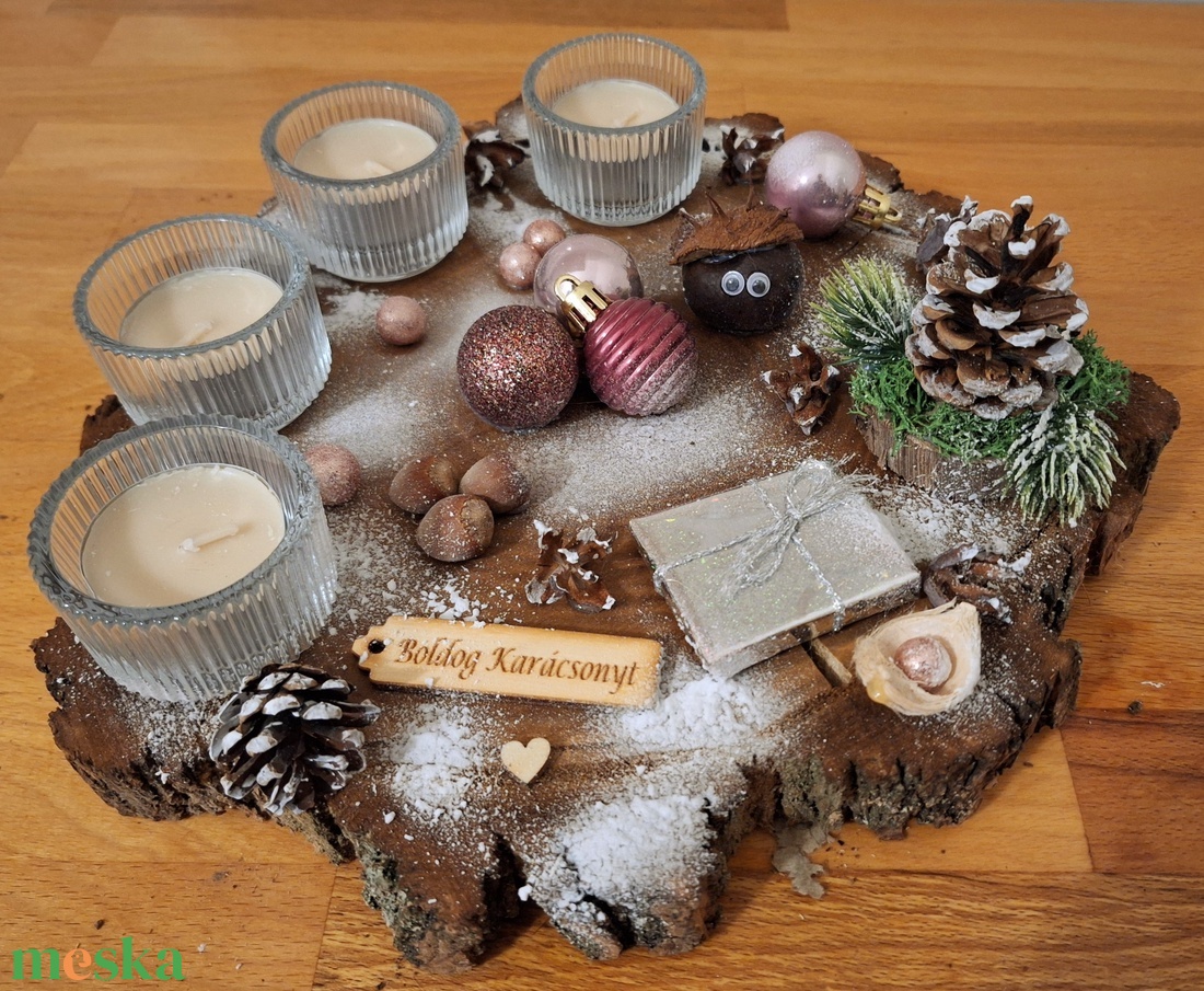 Adventi koszorú, cserélhető mécsesekkel,  vanília illatú mécsesekkel  - karácsony - adventi díszek - adventi koszorú - Meska.hu