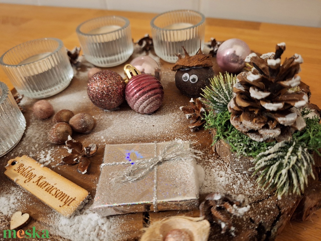 Adventi koszorú, cserélhető mécsesekkel,  vanília illatú mécsesekkel  - karácsony - adventi díszek - adventi koszorú - Meska.hu
