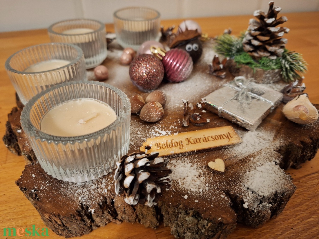 Adventi koszorú, cserélhető mécsesekkel,  vanília illatú mécsesekkel  - karácsony - adventi díszek - adventi koszorú - Meska.hu