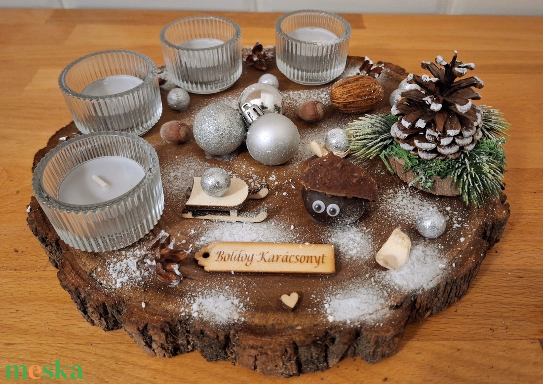 Adventi koszorú, cserélhető mécsesekkel - karácsony - adventi díszek - adventi koszorú - Meska.hu