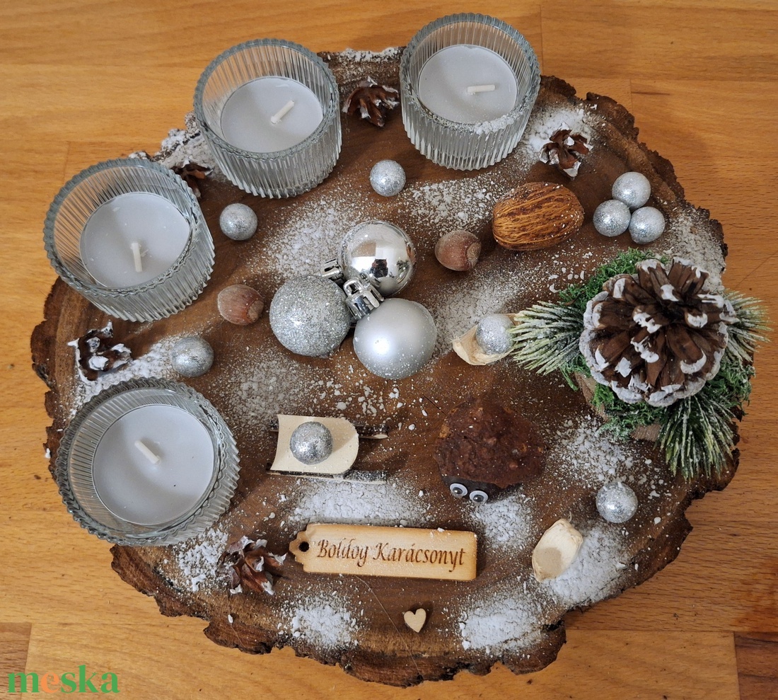 Adventi koszorú, cserélhető mécsesekkel - karácsony - adventi díszek - adventi koszorú - Meska.hu