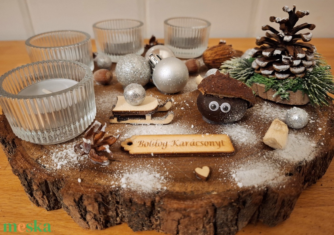 Adventi koszorú, cserélhető mécsesekkel - karácsony - adventi díszek - adventi koszorú - Meska.hu