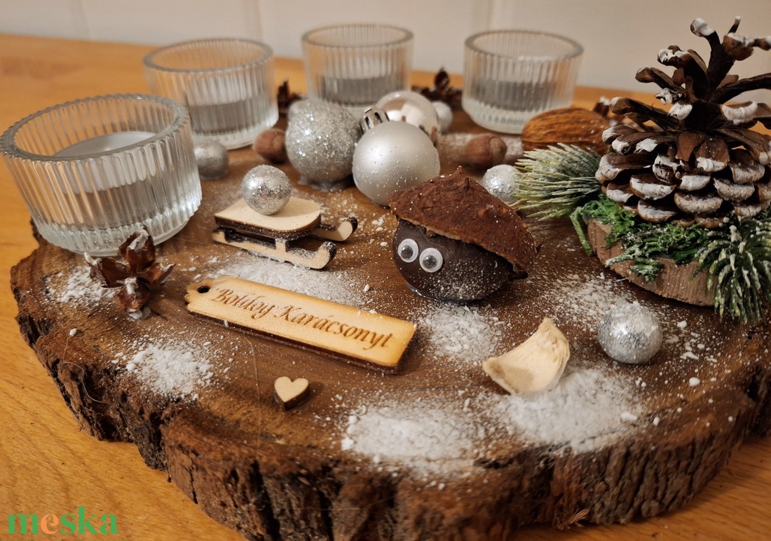 Adventi koszorú, cserélhető mécsesekkel - karácsony - adventi díszek - adventi koszorú - Meska.hu