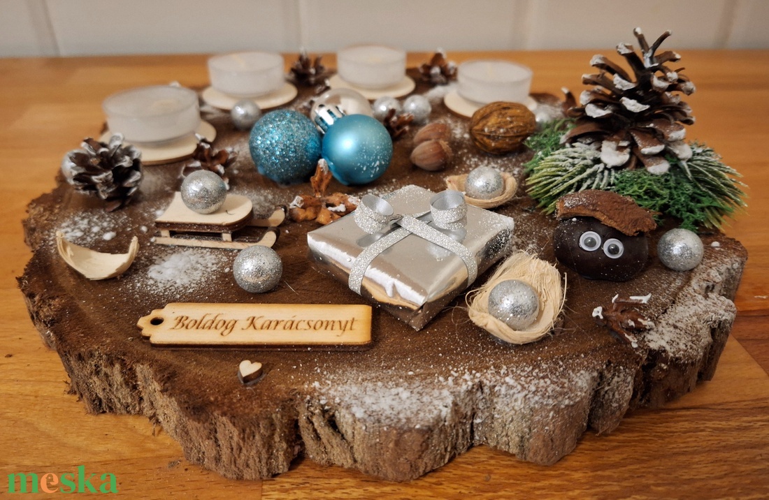 Adventi koszorú,  természetes,  cserélhető mécsesekkel  - karácsony - adventi díszek - adventi koszorú - Meska.hu