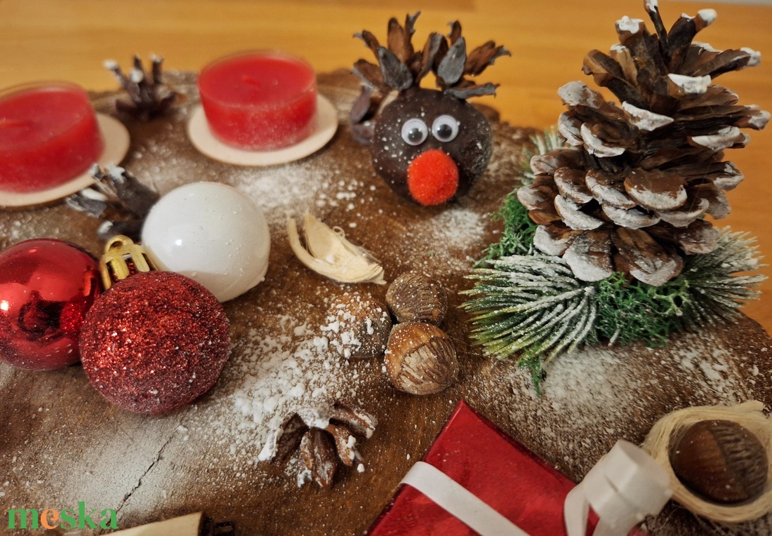 Adventi koszorú,  sült almás mécsesekkel  - karácsony - adventi díszek - adventi koszorú - Meska.hu