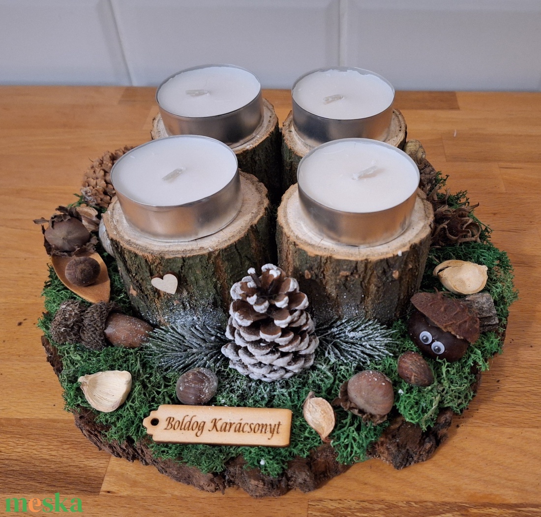 Erdei, természetes adventi koszorú  - karácsony - adventi díszek - adventi koszorú - Meska.hu