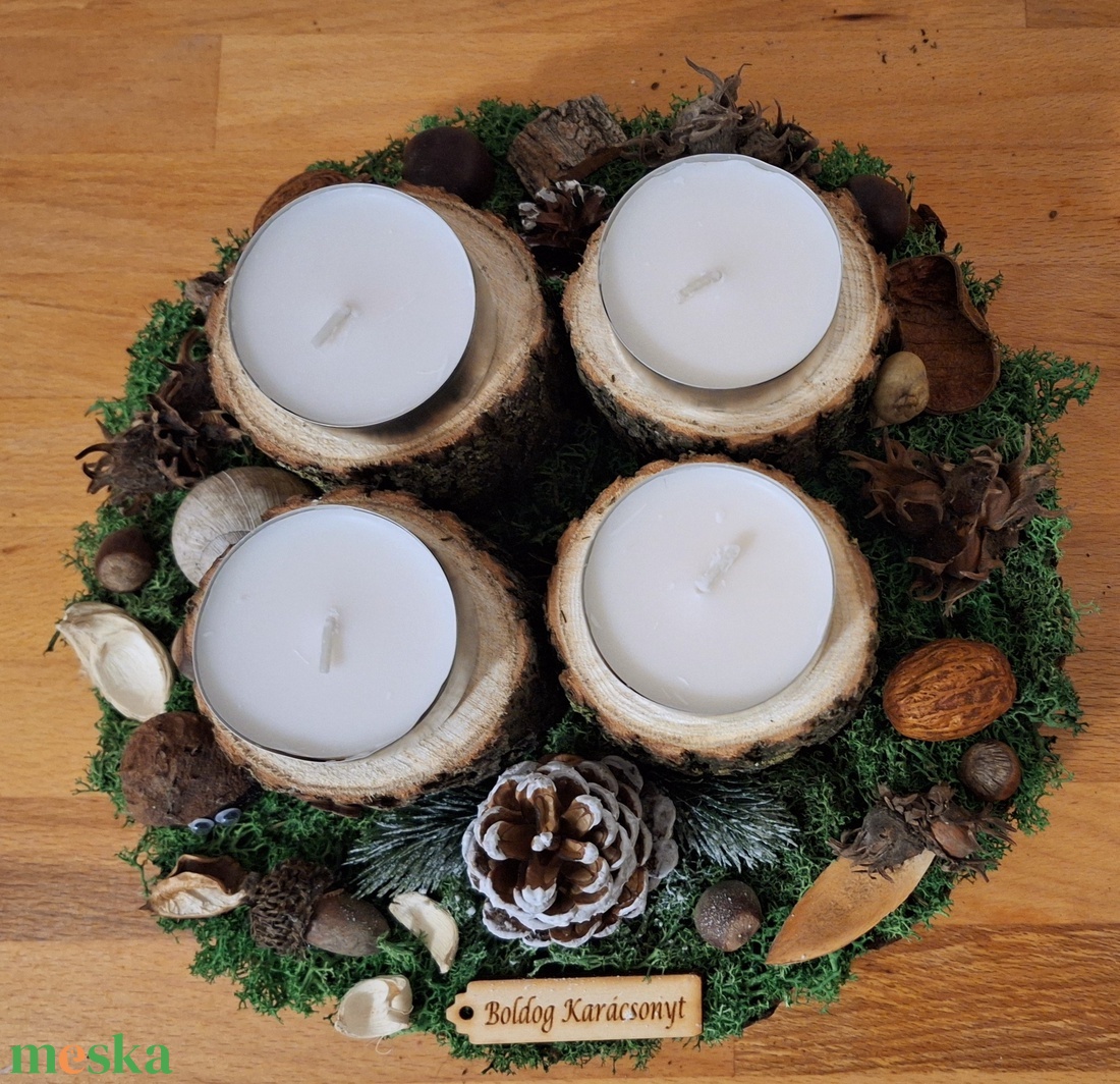Erdei, természetes adventi koszorú  - karácsony - adventi díszek - adventi koszorú - Meska.hu