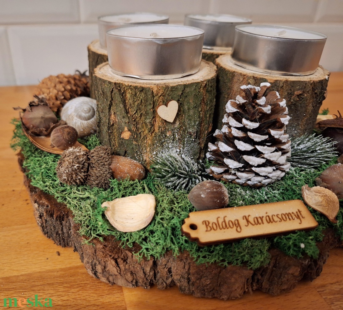 Erdei, természetes adventi koszorú  - karácsony - adventi díszek - adventi koszorú - Meska.hu