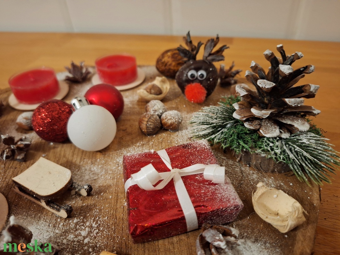 Adventi koszorú, sült almás mécsesekkel  - karácsony - adventi díszek - adventi koszorú - Meska.hu