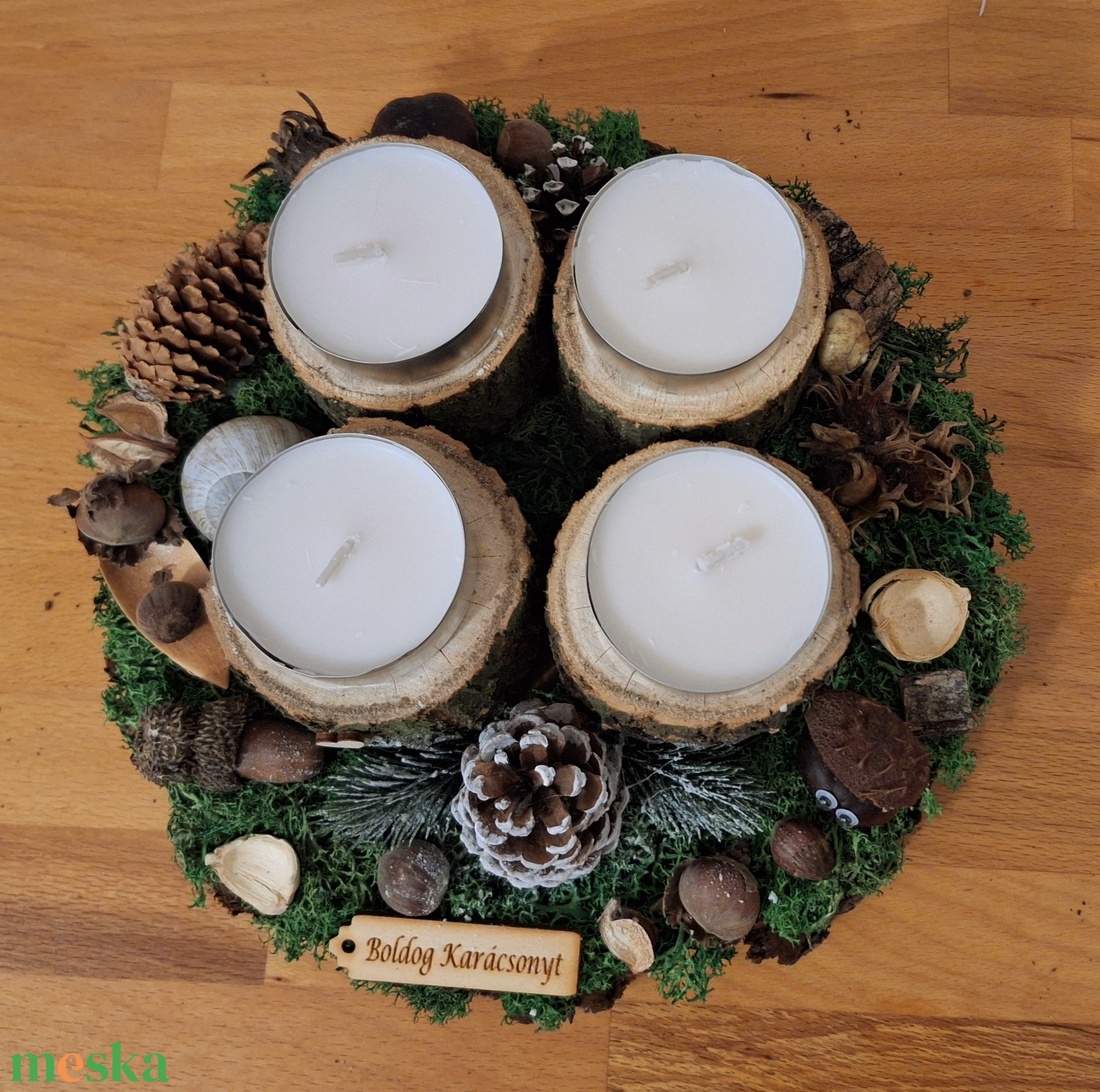 Erdei, természetes adventi koszorú, zuzmóval,  műfenyővel,  termésekkel  - karácsony - adventi díszek - adventi koszorú - Meska.hu