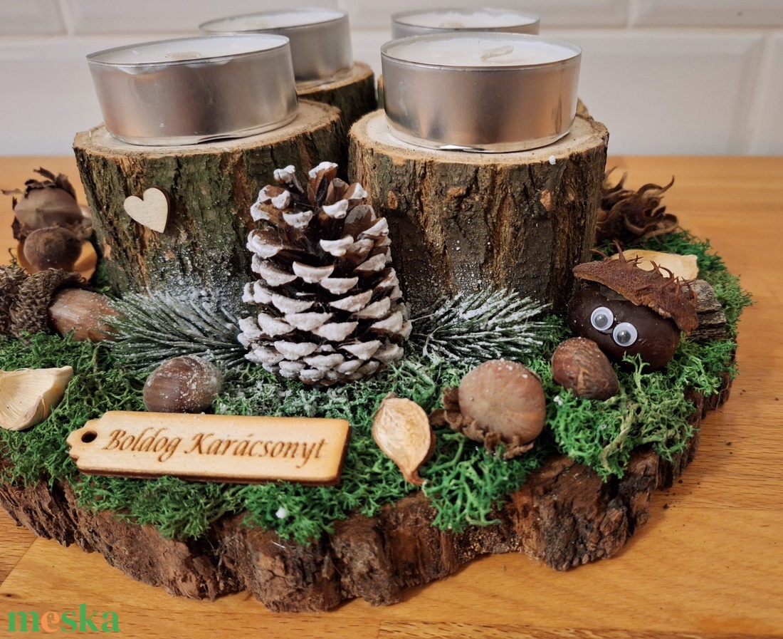 Erdei, természetes adventi koszorú, zuzmóval,  műfenyővel,  termésekkel  - karácsony - adventi díszek - adventi koszorú - Meska.hu