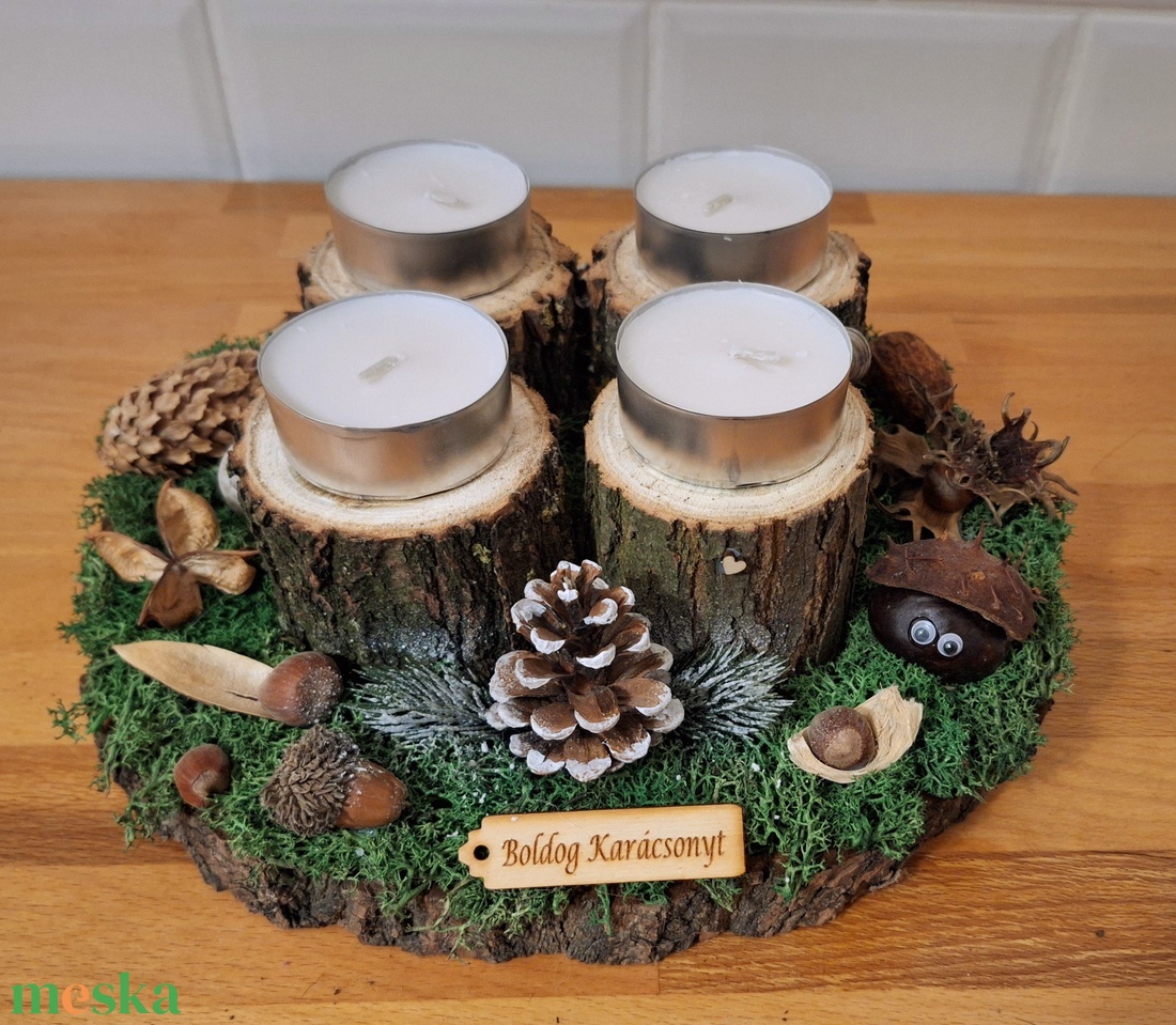 Erdei, természetes adventi koszorú  - karácsony - adventi díszek - adventi koszorú - Meska.hu