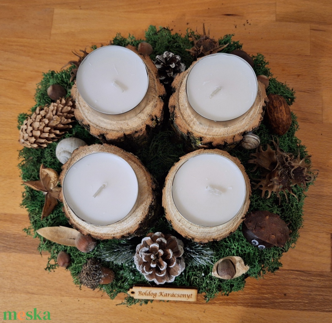Erdei, természetes adventi koszorú  - karácsony - adventi díszek - adventi koszorú - Meska.hu