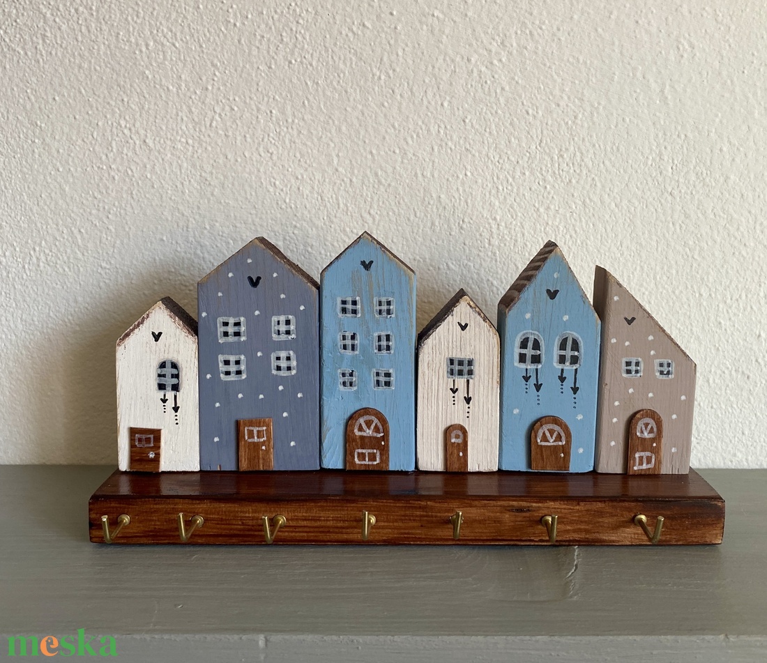 Fali kulcstartó, kék utca - otthon & életmód - dekoráció - fali és függő dekoráció - fali kulcstartó - Meska.hu